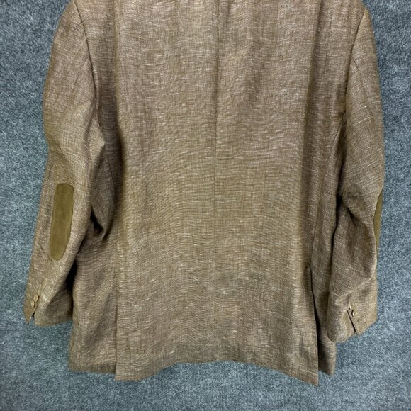 Inserch Sport Coat Mens 2XL Brown 100% Linen Jacket Blazer Elbow Patch‎ 2 Button - Picture 6 of 16